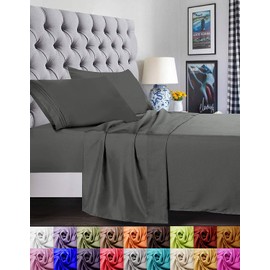 Elegant Comfort 1500 Thread Count Luxury Egyptian Quality Super Soft Wrinkle Free and Fade Resistant 4-Piece Sheet Set, Queen, Gray                   