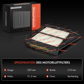 Frankberg 2x Air Filter Cartridge Compatible with Accord VIII CU 2.0L Petrol 2008-2015 Accord VIII Estate CW 2.0L Petrol 2008-2015 Replace# 17220R60U00