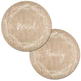 First Dawn Wipe-Clean Round Reversible Shaped Placemats, Family Blessed, Set of 2, Made in The USA