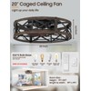 Caged Ceiling Fan with Light and Remote, 20" Low Profile
