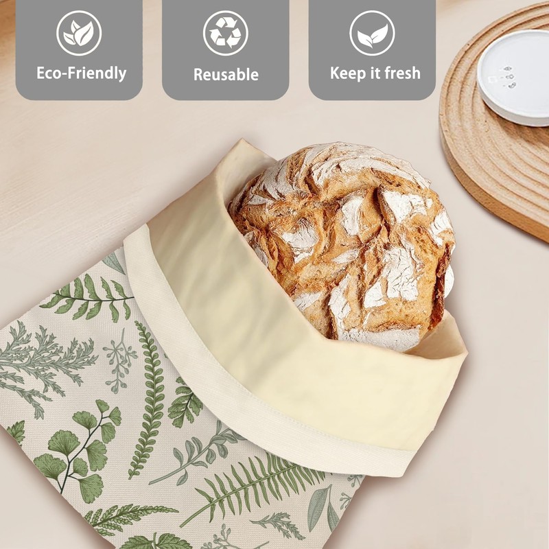 SINENRY Herbs Eucalyptus Leaves Bread Bags for Homemade Bread, Botanical