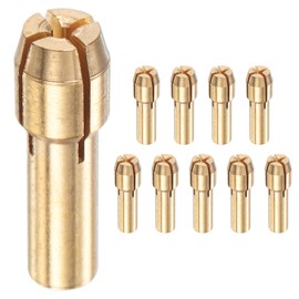 M METERXITY 10-Pack Brass Drill Chuck, 1/25 Inch/ 1 mm Collets Set Quick Change Replacement 4.2mm Shank Diameter for Rotary Tools/Electric Drills [Golden]