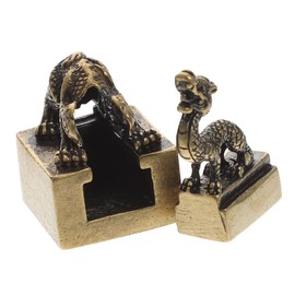 BIUDECO Retro Copper Dragon Figurine Cute Zodiac Decoration Animal Shaped Copper Statue for Desktop Adorn Unique Home Decor and Collection