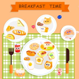 IMNEXT2U Cute Food Puffy Stickers for Kids Scrapbooking, Water Bottle, Kawaii Sushi Burger Taco Bakery Set