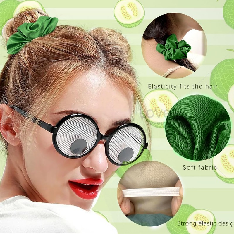 BIRLOZA Pack of 2 Neon Hair Scrunchie Pop Yellow Scratch