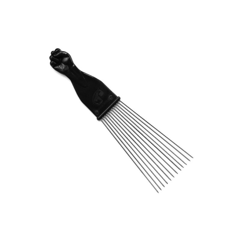 Afro Fan Pick w/ Black Fist - Metal African American