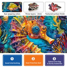 Naturelish 1000 Piece Jigsaw Puzzle for Adults - Vibrant Seahorse Design, 1000 Pieces Challenging & Colorful Art Puzzle for Adults, Color-Coded Back, Puzzle Gift-Ready 19.25 x 26.65 in