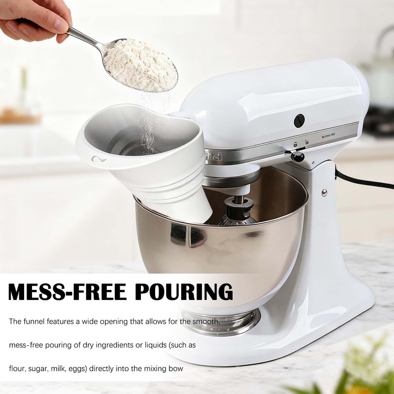 2026 Upgraded Flour Funnel for KitchenAid Stand Mixer, Silicone Foldable