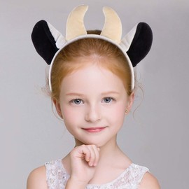 TOYANDONA Plush Cow Ear Headband Cute Zoo Animal Headband Jungle Safari Party Headband Horns Hair Band for Party Show Performance Cosplay