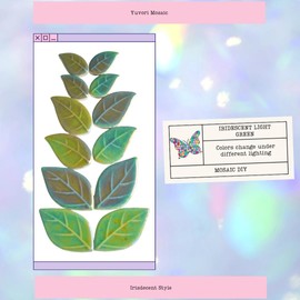 New Ceramic Leaf Mosaic Tiles, Mixed Sizes, 1.1 lbs, Beautiful Colors, Perfect for DIY Crafts, Indoor & Outdoor Decor, Garden Art & Mosaic Projects (Iridescent Light Green)
