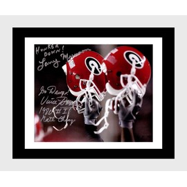 Framed Vince Dooley and Larry Munson - Georgia Football Helmets Raised - Autograph Promo Print (Black, 16x20)