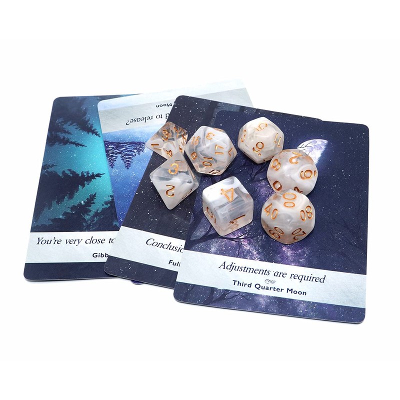 CREEBUY DND Dice Set 7Pcs Transparent Mix White Cloud Dice