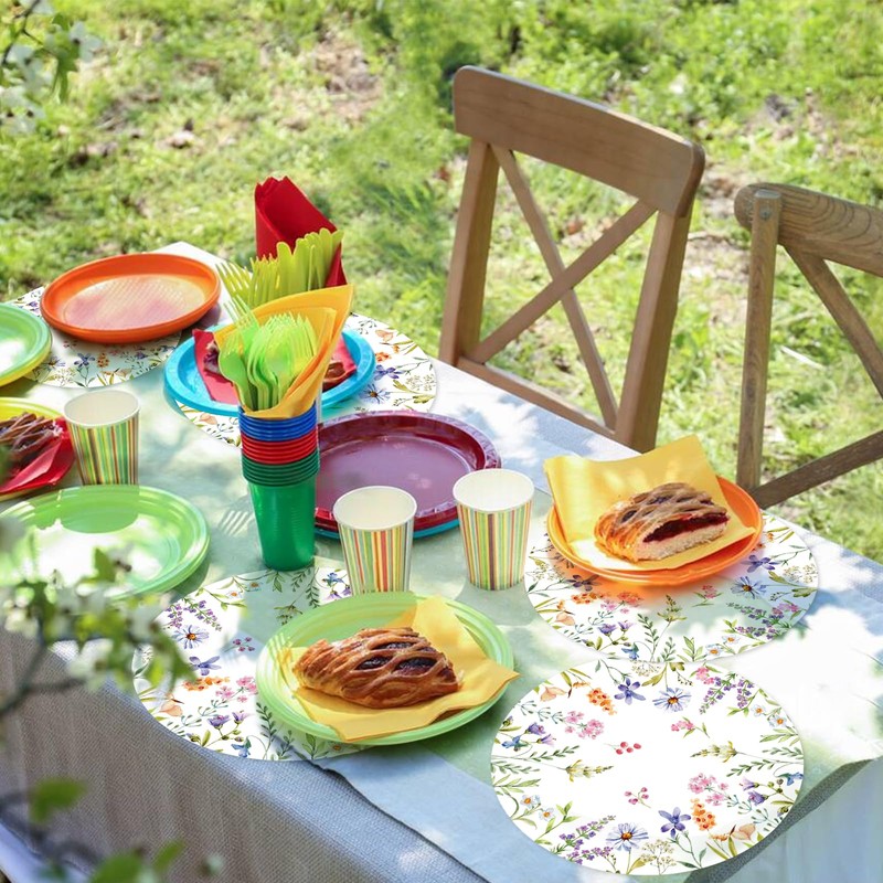 Paper Placemats Disposable 50 Pack Spring Flowers Place Mats 13.4
