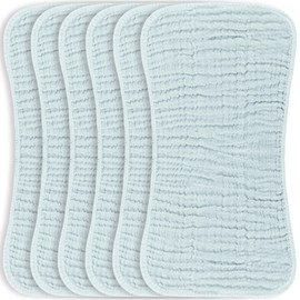 Konssy Muslin Baby Burp Cloths Sets for Unisex- 6 Pack Large 100% Cotton Burping Clothes for Newborn, Baby Girls and Boys