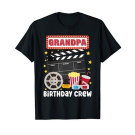 Grandpa Birthday Crew Movie Night Theme Matching Party T-Shirt
