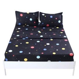 MAG 4Pcs Space Sheets Full Planets Outer Space Themed Space Bed Sheets, Super Soft Microfiber, for Kids, Teens and Space Lovers, Full Size