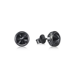 Immobird Mens Earrings Stud Hypoallergenic Unique Tipped Spikes Black Stud Earrings 8MM Unisex Suitable for School Parties or Commute (Black)