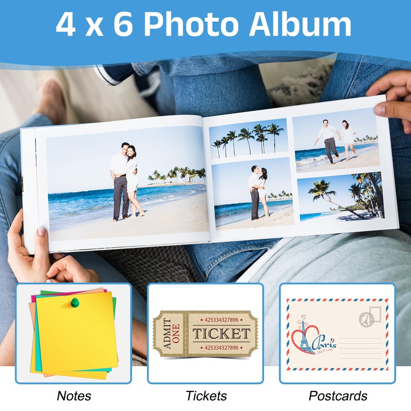 uxcell Small Photo Album, 5x7 Inch Linen Cover Pockets Photo