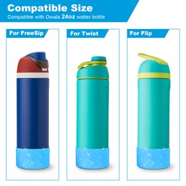 2PCS Glitter Silicone Boot for Owala Water Bottle 24 oz 32 oz 40 oz, Anti-Slip Protective Sleeve for Owala Twist,FreeSip and Flip Stainless Steel Water Bottle, BPA-Free, Dishwasher Safe, Accessories