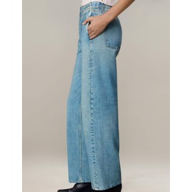 FUNTOUR Womens French Terry Sweatpants Jeans Wide Leg Rags and Bones Print Denim Miramari Baggy Sweatpant Jeans Stretch Pants Look Like Jean
