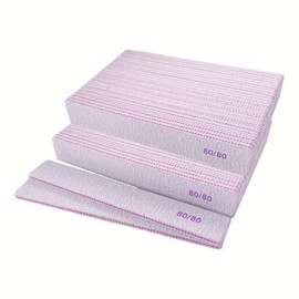 GigaGround 80/80 Grit Nail Files, Emery Boards Nail File for Acrylic and Gel Nails, Coarse Nail File Double Sided 80 Grits Emory Professional Filers Reusable Washable Manicure Square Gray (50 Pcs 80/80 Grit)