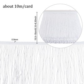 OLYCRAFT 10 m 6 Inch Fringe Trim Lace Tassel White Chainette Fringe Trim Band for Latin Dance Dress DIY Clothing Embellishment Lampshade and Cushion Decorations