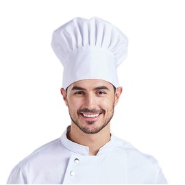 Nanxson CF9015 Unisex Chef's Hat Kitchen Hat with Adjustable Velcro Fastening, White