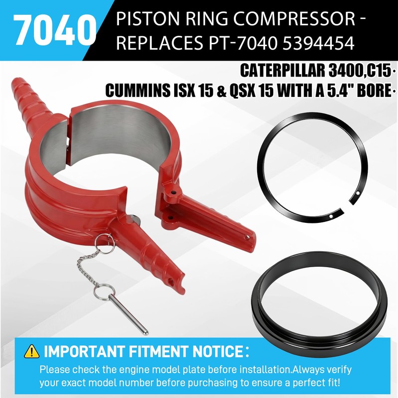 7040 Piston Ring Compressor Tool-5.4" Bore,Replaces PT-7040 5394454 5299339