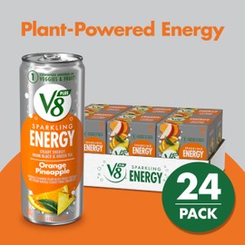 V8 +Energy Sparkling Orange Pineapple Juice Energy Drink, 11.5 fl oz Can (24 Pack)