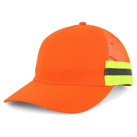 Trendy Apparel Shop Reflector High-Visibility Constructed Trucker Cap - Orange