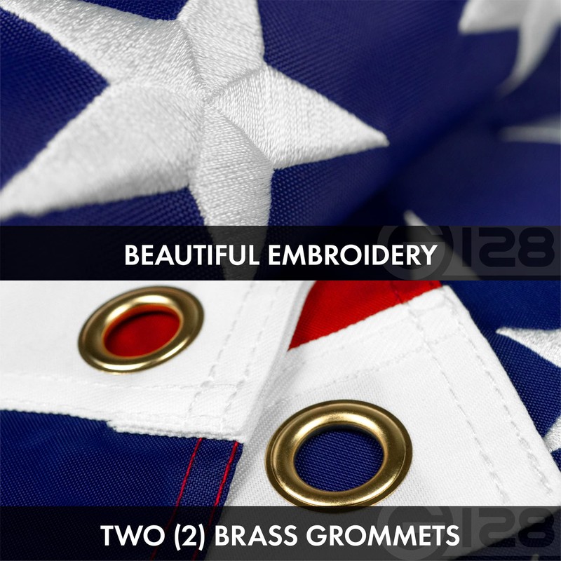 G128 Combo Pack: USA American Flag 3x5 Ft Embroidered Stars