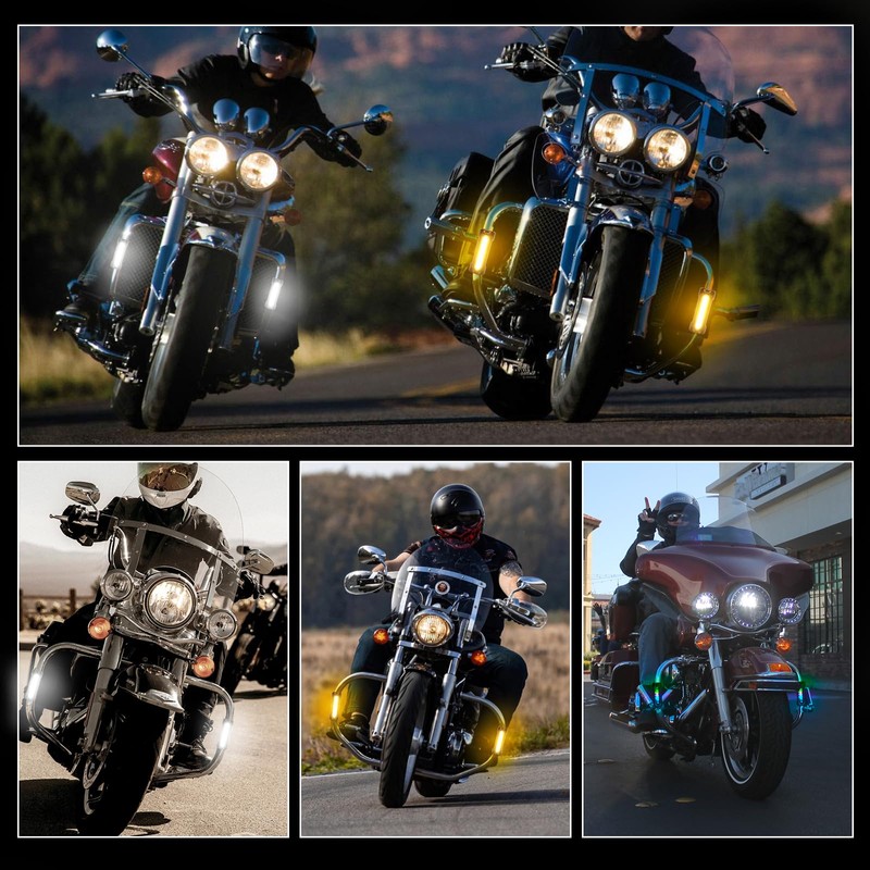 MIRUNNY Motorcycle Highway Lights,Dream Color Crash Bar Lights Switchback Driving