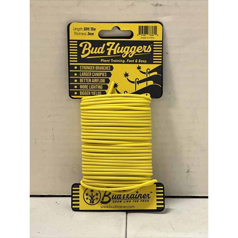 BudTrainer Budhuggers 50ft Yellow Soft Garden Wire Ties|3mm Thick|rubber Coating