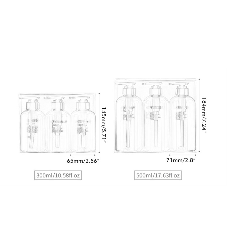 3PCS 300ml/500ml Press Liquid Soap Dispenser Reusable and Refillable Shampoo