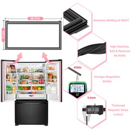 LXun Upgrade 39.7x16.9 in W10830162 Refrigerator Door Gasket Seal Compatible with Kenmore Refrigerators Door Seal for KitchenAid Whirlpool Freezer Door Gasket 12723206AP W10179332 W10199876 -BLACK
