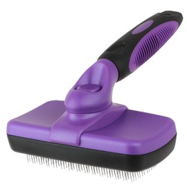 smartelf Pet Grooming Brush, Self-Cleaning Slicker Brush for Dogs and Cats Long & Short Hair, Rounded Tips Retractable Dog Brush for Shedding Loose Undercoat,Tangled Knots,Matted Fur (Purple)