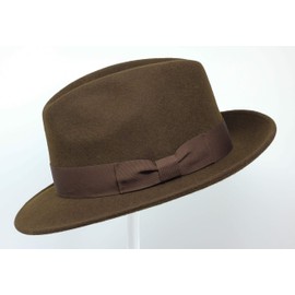 Borges & Scott Swift - Fedora - Lightweight - 100% Wool Felt - Crushable for Travel - Water Resistant - Snap Brim, dark brown