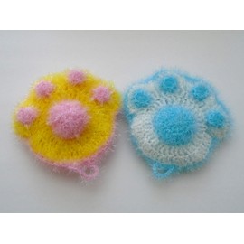 Dish Scrubby 2 Pack Scrubber Reusable Cloth Dish Washing Sponge(Puppy Paw)