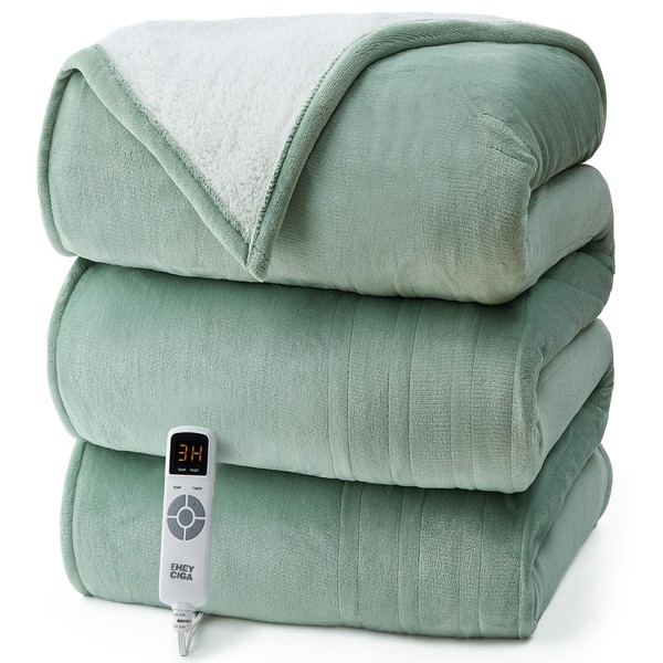 EHEYCIGA Heated Blanket - Full Size, 9 Heating Levels, 10