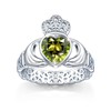 Claddagh August Peridot Birthstone Rings for Women 925 Sterling Silver