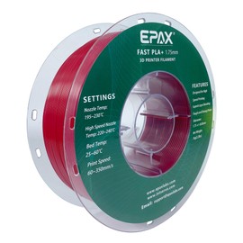 EPAX PLA+ Filament 1.75mm, Fast PLA Plus 3D Printer Filament, High Speed 3D Printing Filament, Dimensional Accuracy +/- 0.03 mm, 1KG Spool (Fire Engine Red)