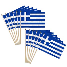 Greece 12x18in Stick Flag - 1 dozen pack