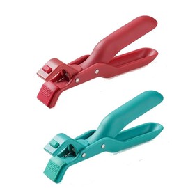 Multi-Purpose Silicone Anti Scalding Clip Non Slip Tray Extractor Bowl Clip - Color: Green+Red
