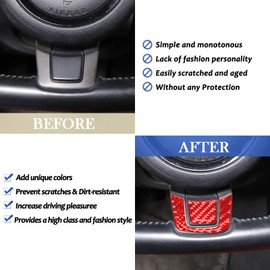 Daeiclru Car Steering Wheel Sticker Compatible with Jaguar F-TYPE 2013-2022, Steering Wheel Trim Cover Sticker Accessories, 2PCS (Red)