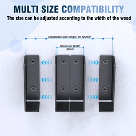 10PASK Metal Deck Railing Bracket Connector, Adjustable Fence Bracket for Vinyl Fence Panel to Post, for Deck, Railing Wood Post, Porch Handrail, Beam Hanger (Black)