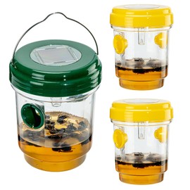 Wasp Traps Outdoor Hanging, Solar Bee Trap for Outside, Hornet Traps, Bee Wasp Catcher Outside Garden-3pack
