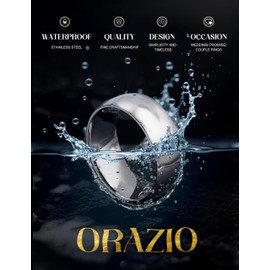 ORAZIO Mens Rings Stainless Steel Wedding Band for Men Women 8MM Silver Simple Domed Wedding Bands Ring High Polish Comfort Fit Size 10.5