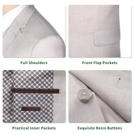 P&L Men's Modern Fit Two-Button Blazer Lightweight Sport Coat Casual Stretch Suit Jacket for Business & Daily Wear Rugby Tea