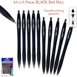 DIGNO Vibro Retractable Ballpoint Pens, BLACK, Fine Point (0.7mm), Pack of 10, Multipack, Smooth Writing, Ideal for School Office Home Everyday Use