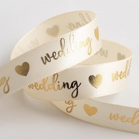 Wedding Ribbon Cream/Gold Satin (16mm x 10M)